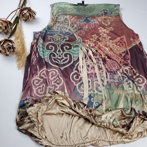 New Gold Multicolored Boho Beaded Blouse XL - Picture 8 of 16